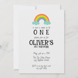 Regenbogen, um zum ersten Geburtstag eins zu sein Einladung
