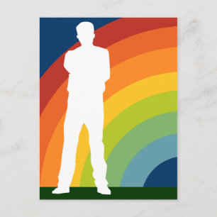 Regenbogen-umrandeter Mann Postkarte