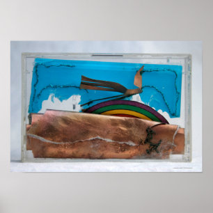 Regenbogen und Abstrakter Vogel K7 1986 Mischmedie Poster