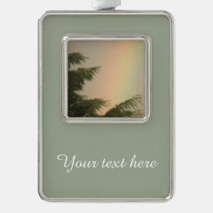 Regenbogen und Bäume individuell anpassbare Orname Rahmen-Ornament Silber