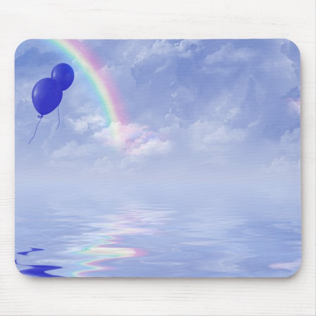 Regenbogen und blauer Ballon Mousepad (Vorne)