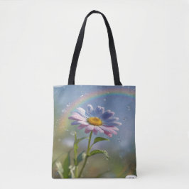 Regenbogen und Blume - farbenfrohe Leinwand Tasche
