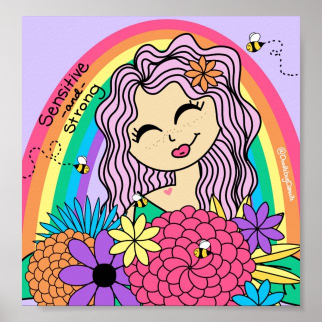 Regenbogen und Blume Poster (Vorne)