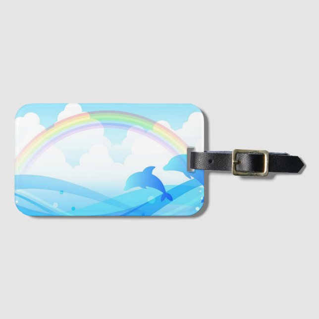 Regenbogen und Delphine Gepäckanhänger (Vorderseite (Horizontal))