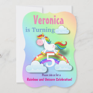 Regenbogen- und Einhorn-Party-Einladung Einladung