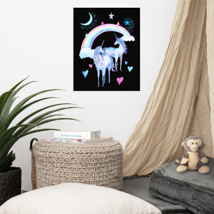 Regenbogen und Einhorn Poster