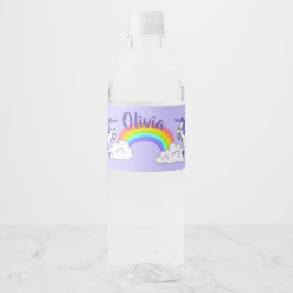 Regenbogen- und Einhorndesign Wasserflaschenetikett