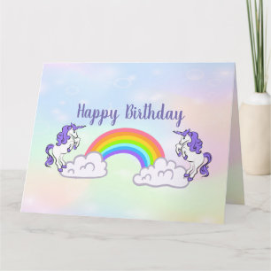 Regenbogen- und Einhörner-Design Faltkarte Karte