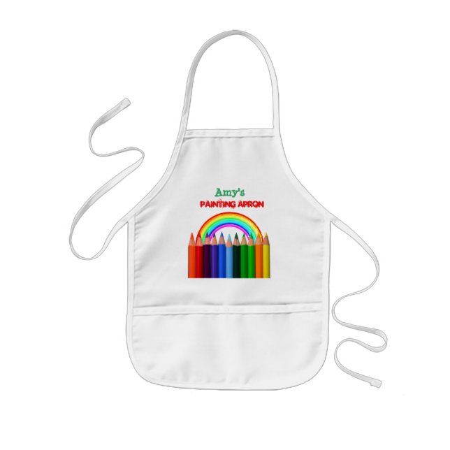 Regenbogen und Farbbleistift-Künstler Kinderschürze (Vorne)