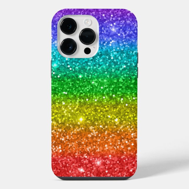 Regenbogen und Glitter iPhone Hülle (Rückseite)