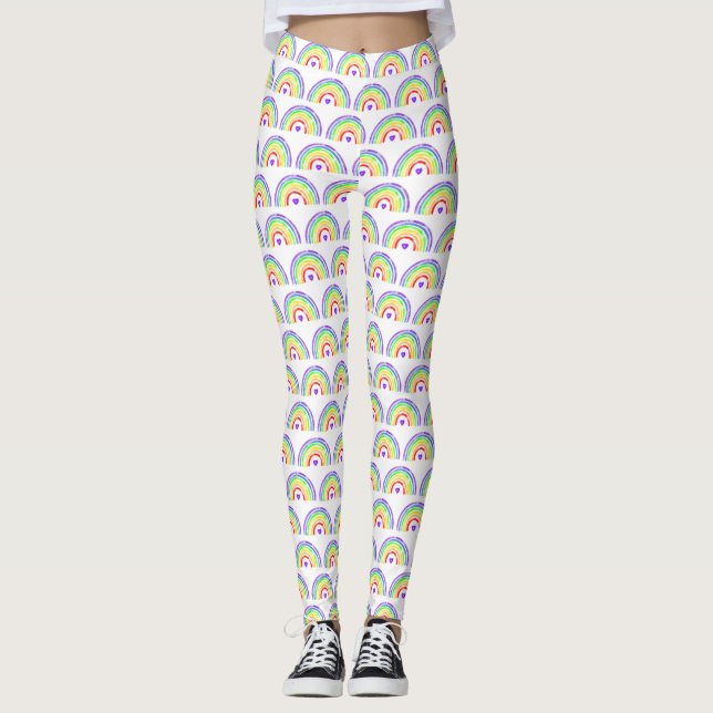 Regenbogen und Herz für Wasserfarben Leggings (Vorderseite)