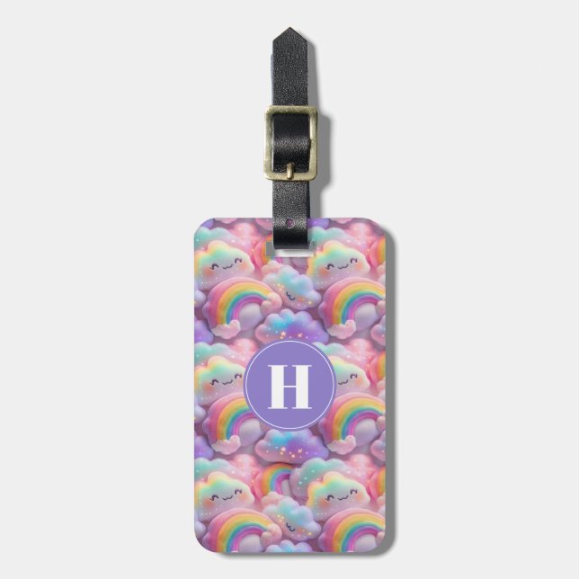 Regenbogen und Herzen Gepäckanhänger (Vorderseite vertikal)