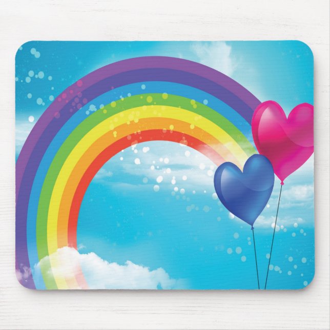 Regenbogen und Herzen Mousepad (Vorne)
