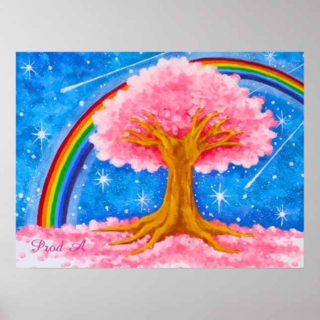 Regenbogen und Kirschblüte Poster (Vorne)