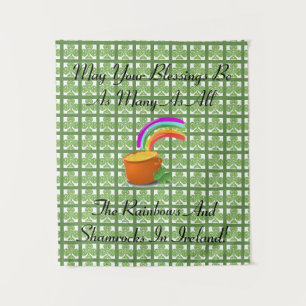 Regenbogen und Kleeblätter Wandteppich