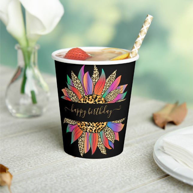 Regenbogen und Leopard, personalisierter Papierbec Pappbecher (In Situ)