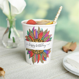 Regenbogen und Leopard, personalisierter Papierbec Pappbecher