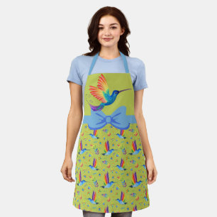 Regenbogen und Liebes Kolibri Schürze in Limette