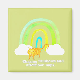 Regenbogen und Nickerchen süße rote Katze Magnet