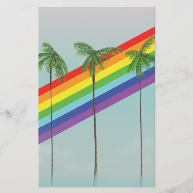 Regenbogen und Palmen Briefpapier (Vorderseite)