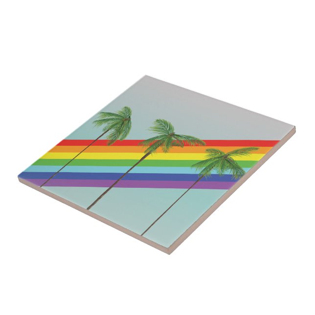 Regenbogen und Palmen Fliese (Seite)