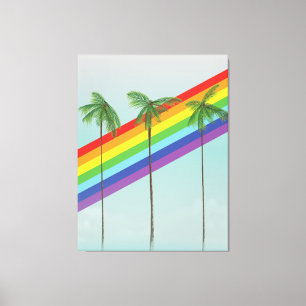 Regenbogen und Palmen Leinwanddruck