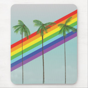 Regenbogen und Palmen Mousepad