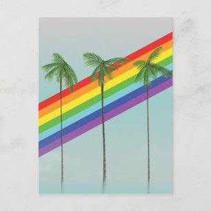 Regenbogen und Palmen Postkarte