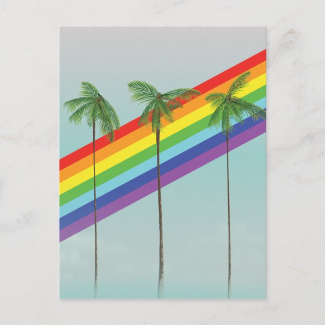 Regenbogen und Palmen Postkarte (Vorderseite)