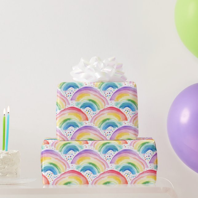 Regenbögen und regenbogenfarbene Blumen Geschenkpapier (Partygeschenke)