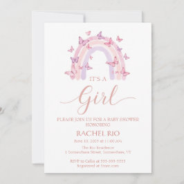 Regenbogen und Schmetterling Einladung zur Baby-Du