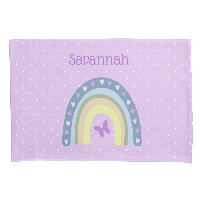 Regenbogen und Schmetterlinge Mit Monogramm Kissen Kissenbezug (Vorderseite)