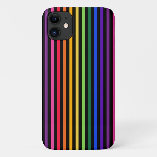 Regenbogen und schwarze Streifen Case-Mate iPhone Hülle (Rückseite)