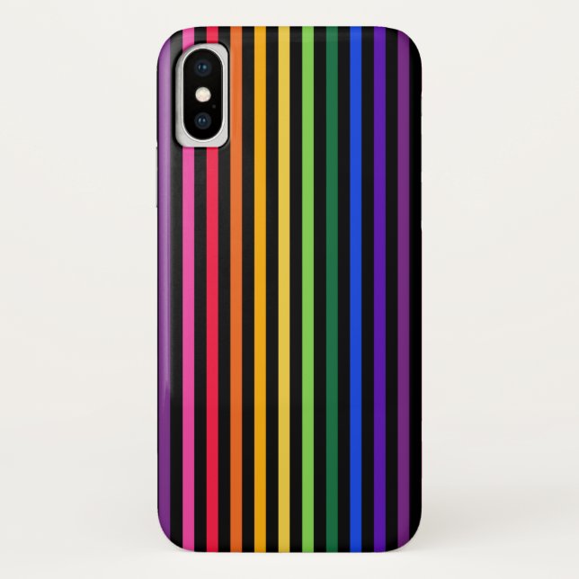 Regenbogen und schwarze Streifen Case-Mate iPhone Hülle (Rückseite)