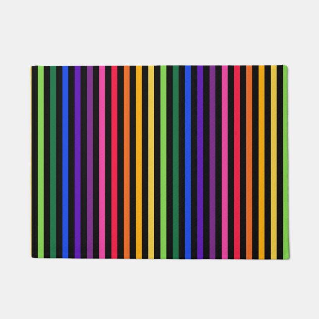 Regenbogen und schwarze Streifen Fußmatte (Vorderseite)