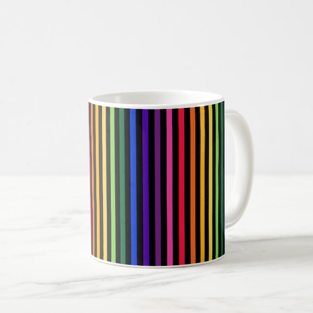 Regenbogen und schwarze Streifen Kaffeetasse (VorderseiteRechts)
