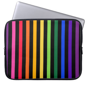 Regenbogen und schwarze Streifen Laptopschutzhülle