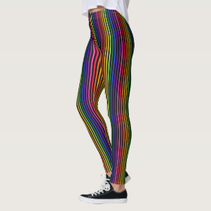 Regenbogen und schwarze Streifen Leggings