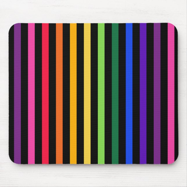 Regenbogen und schwarze Streifen Mousepad (Vorne)