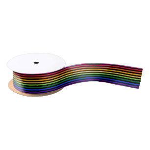 Regenbogen und schwarze Streifen Satinband