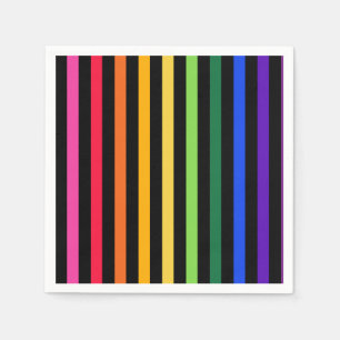 Regenbogen- und schwarze Streifen Serviette