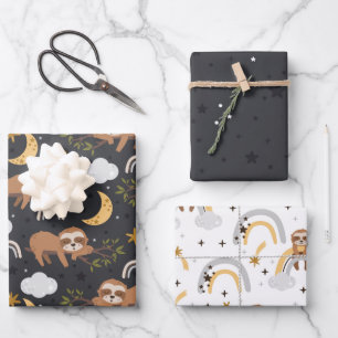 Regenbogen- und Slotmuster Geschenkpapier Set