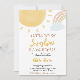 Regenbogen- und Sonnenschein-Baby-Shower-Einladung Einladung