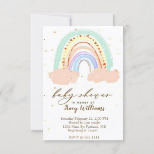 Regenbogen und Sterne Baby Shower Einladung