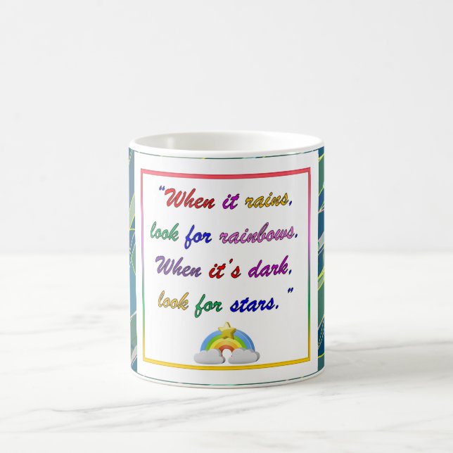 Regenbogen und Sterne - Motivierend blaue Tasse (Mittel)