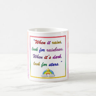 Regenbogen und Sterne - Motivierend rosa Tasse