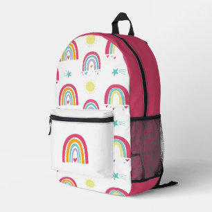 Regenbögen und Sterne Pink Bedruckter Rucksack