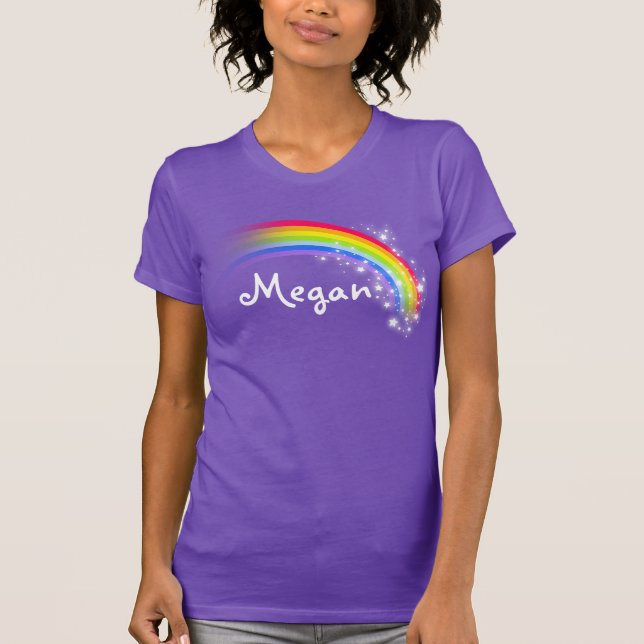 Regenbogen und Sternpersonalisierter NamensT - T-Shirt (Vorderseite)