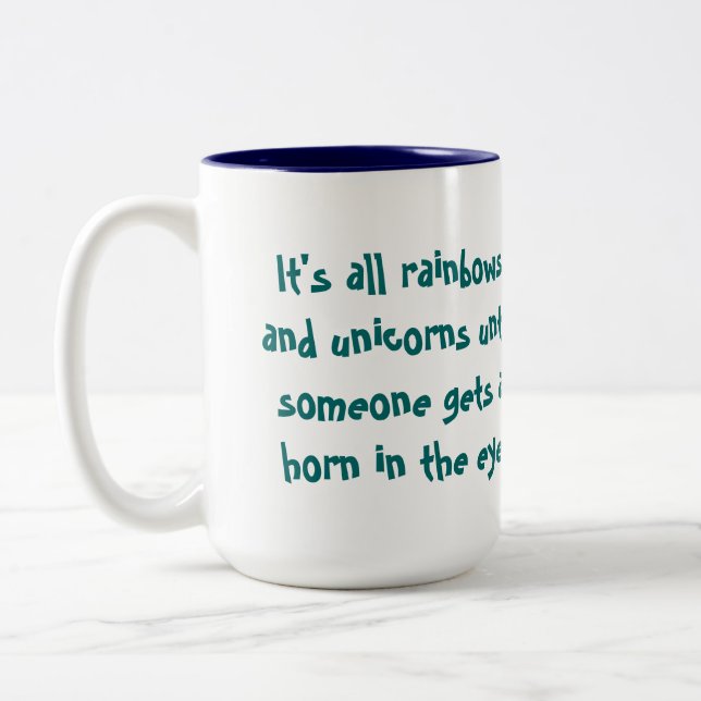 Regenbogen-und Unicorns-Kaffee-Tasse Zweifarbige Tasse (Links)