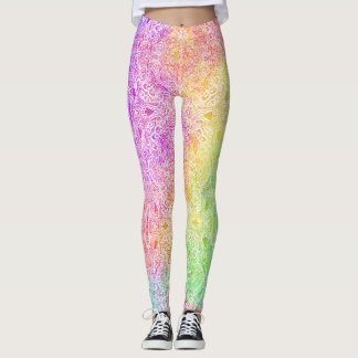 Regenbogen- und weiße Medaillon-Leggings Leggings